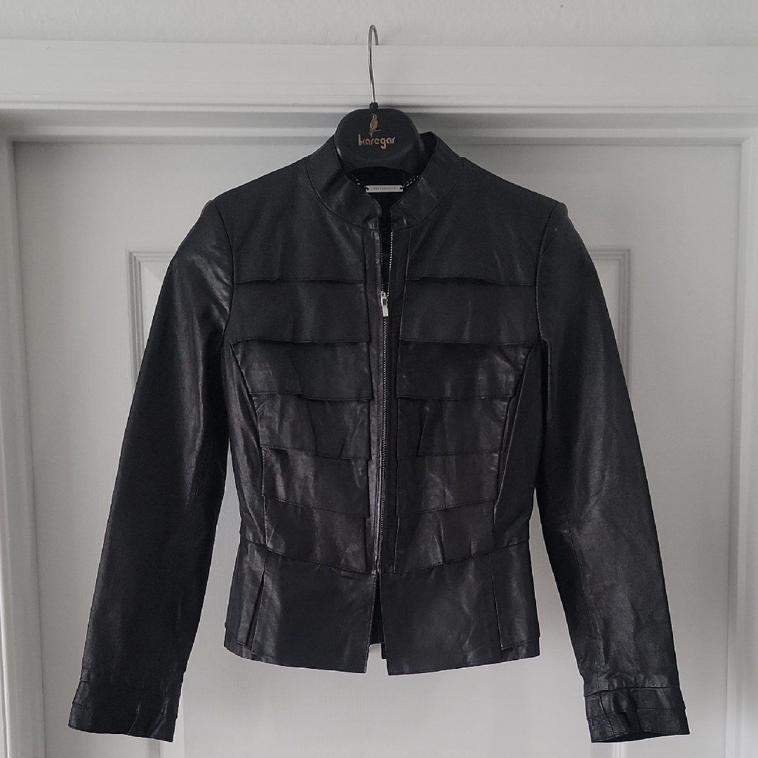 White|Black Leather Jacket